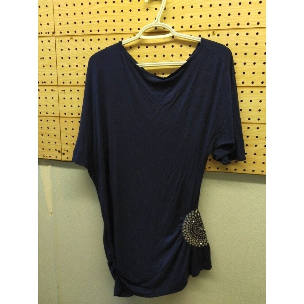 Studio Y Blue Blinged Shirt Size L